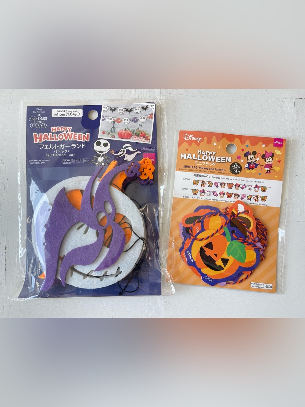 Daiso Mickey Mouse Pumpkin Halloween Jack Zero Nightmare Felt Garland Set Disney